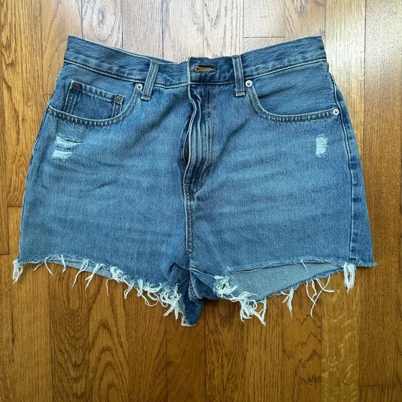 Uniqlo Dark Blue High Waisted Shorts UNIQLO U Black Denim Shorts